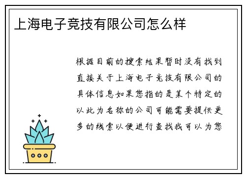 上海电子竞技有限公司怎么样